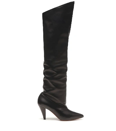 Shop Givenchy Ruched Leather Boots In Black