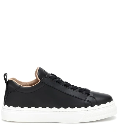 Shop Chloé Lauren Leather Sneakers In Black