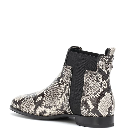 Shop Tod's Snake-effect Leather Ankle Boots In Grey