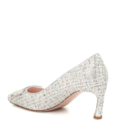 Shop Roger Vivier Belle Vivier Trompette Tweed Pumps In Silver