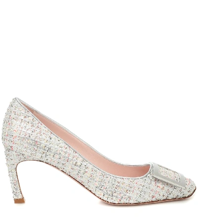 Shop Roger Vivier Belle Vivier Trompette Tweed Pumps In Silver