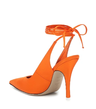 Shop Attico Venus Satin Slingback Pumps In Orange