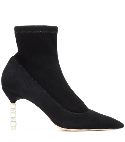 Shop Sophia Webster Coco Embellished Suede Ankle Boots In Black