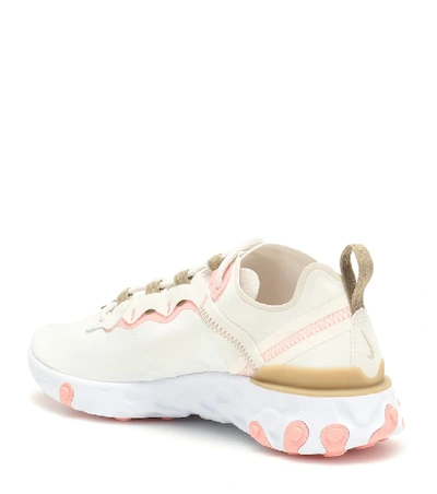 Nike React Element 55 Neoprene, Faux Leather And Mesh Sneakers In Beige