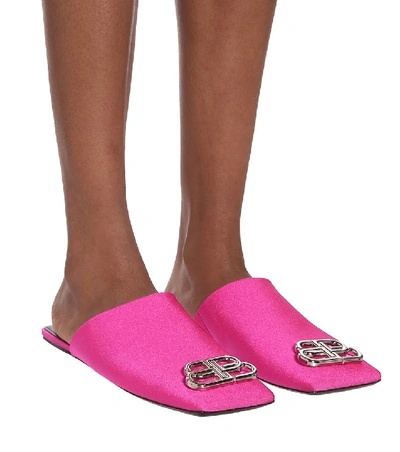 Shop Balenciaga Double Square Bb Slippers In Pink