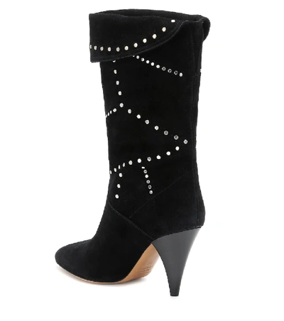 Shop Isabel Marant Lestee Studded Suede Ankle Boots In Black