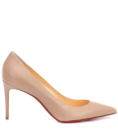 Shop Christian Louboutin Kate 85 Leather Pumps In Neutrals