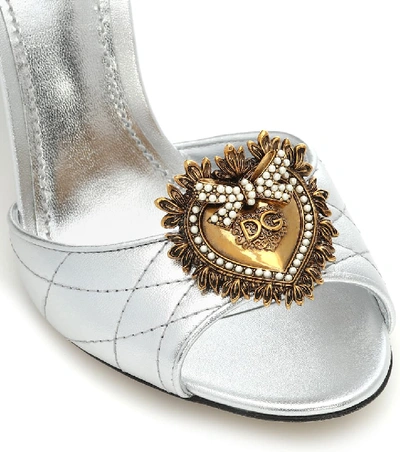 Shop Dolce & Gabbana Keira Matelassé Leather Sandals In Silver
