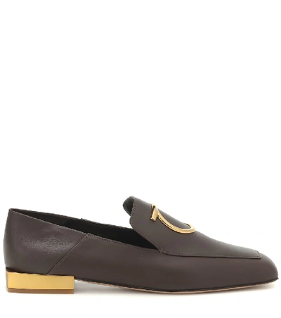 Shop Ferragamo Lana Leather Loafers In Brown