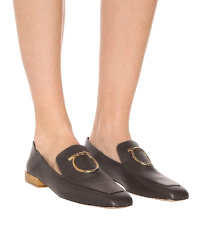 Shop Ferragamo Lana Leather Loafers In Brown