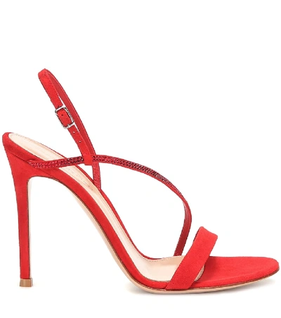 Shop Gianvito Rossi Manhattan 105 Suede Sandals In Red