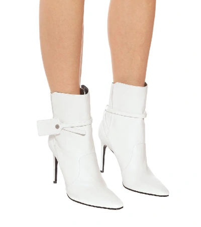 Shop Off-white Ziptie Leather Ankle Boots In White