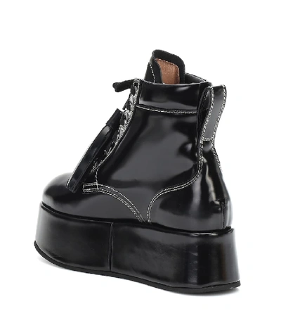 Shop Marni Patent Leather Platform Ankle Boots In Black