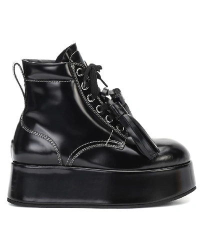 Shop Marni Patent Leather Platform Ankle Boots In Black