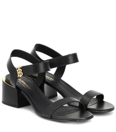 Shop Burberry Hollywell Leather Sandals In Black