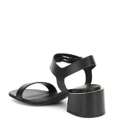 Shop Burberry Hollywell Leather Sandals In Black