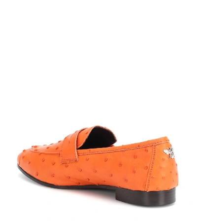 Shop Bougeotte Flaneur Ostrich Leather Loafers In Orange