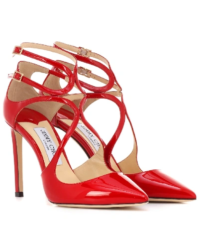 Shop Jimmy Choo Lancer 100 Patent Leather Pumps In Red