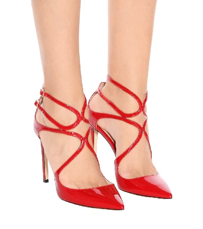 Shop Jimmy Choo Lancer 100 Patent Leather Pumps In Red