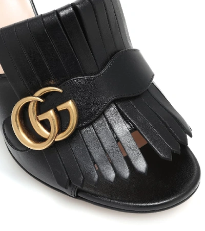 Shop Gucci Marmont Leather Sandals In Black