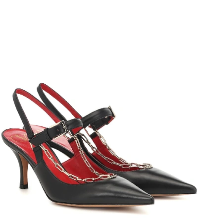 Shop Valentino Leather Slingback Pumps In Black