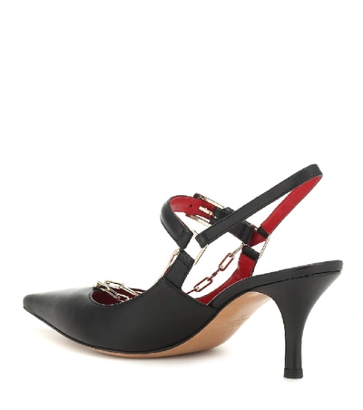 Shop Valentino Leather Slingback Pumps In Black