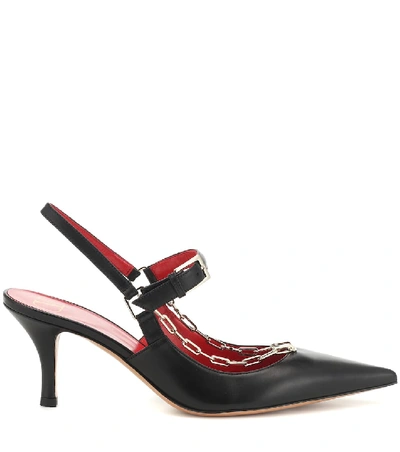 Shop Valentino Leather Slingback Pumps In Black