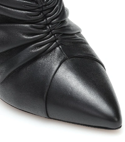 Shop Isabel Marant Lasteen Ruched Leather Ankle Boots In Black