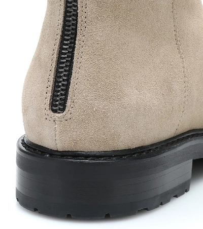 Shop Legres Suede Combat Boots In Beige