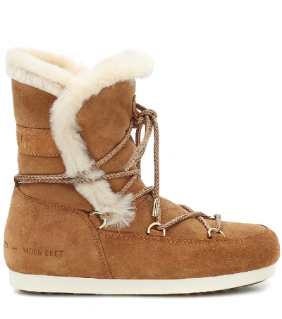 Shop Moon Boot Far Side Shearling Snow Boots In Brown