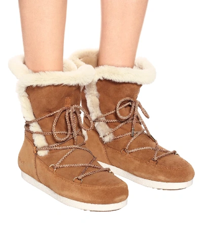 Shop Moon Boot Far Side Shearling Snow Boots In Brown