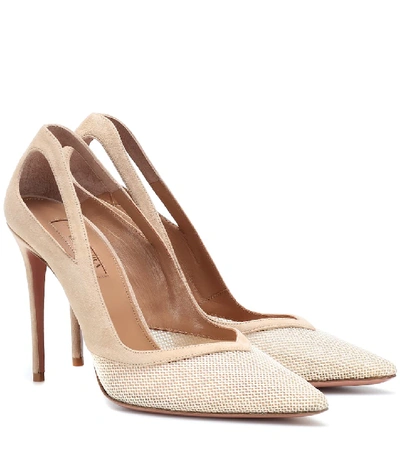 Shop Aquazzura Shiva 105 Leather Pumps In Beige