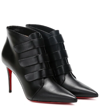 Shop Christian Louboutin Triniboot 85 Leather Ankle Boots In Black