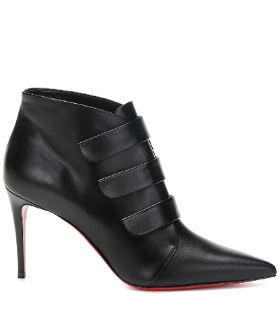 Shop Christian Louboutin Triniboot 85 Leather Ankle Boots In Black