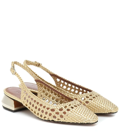 Shop Souliers Martinez Miramar 40 Woven Leather Sandals In Gold