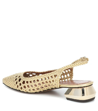 Shop Souliers Martinez Miramar 40 Woven Leather Sandals In Gold