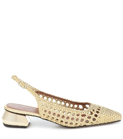 Shop Souliers Martinez Miramar 40 Woven Leather Sandals In Gold