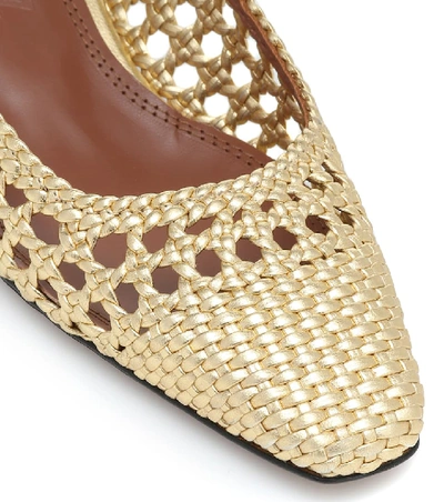 Shop Souliers Martinez Miramar 40 Woven Leather Sandals In Gold