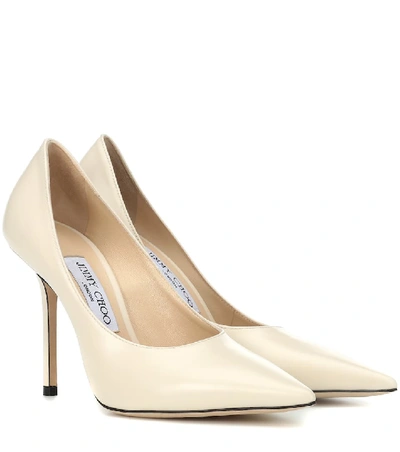 Shop Jimmy Choo Ava 100 Leather Pumps In White