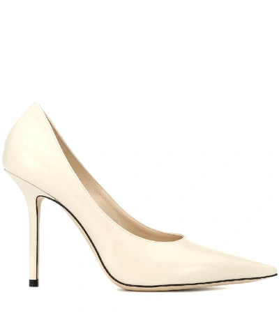 Shop Jimmy Choo Ava 100 Leather Pumps In White