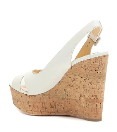 Shop Christian Louboutin Reine De Liege 120 Leather Wedges In White