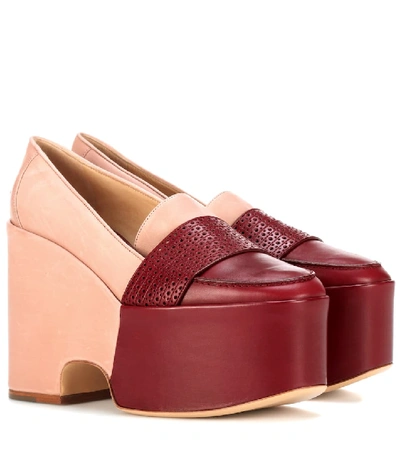 Shop Gabriela Hearst Ceballos Leather Platform Loafers In Multicoloured
