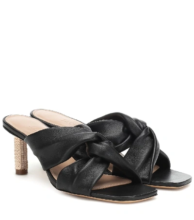 Shop Jacquemus Les Mules Bellagio Leather Sandals In Black