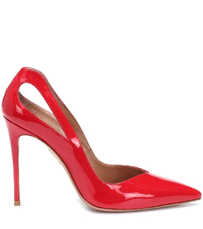 Shop Aquazzura Shiva 105 Patent Leather Pumps In Red