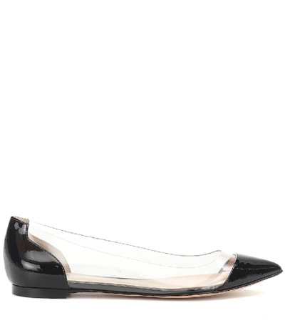 Shop Gianvito Rossi Plexi Patent-leather Ballet Flats In Black