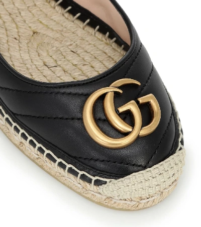 Shop Gucci Double G Leather Espadrilles In Black