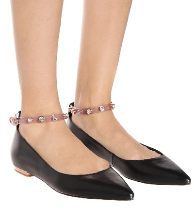 Shop Sophia Webster Dina Leather Ballet Flats In Black