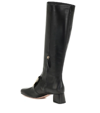 Shop Roger Vivier Très Vivier Knee-high Leather Boots In Black