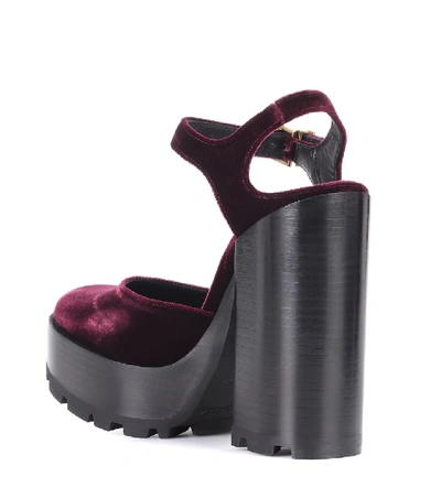 Shop Jil Sander Velvet Plateau Pumps In Purple