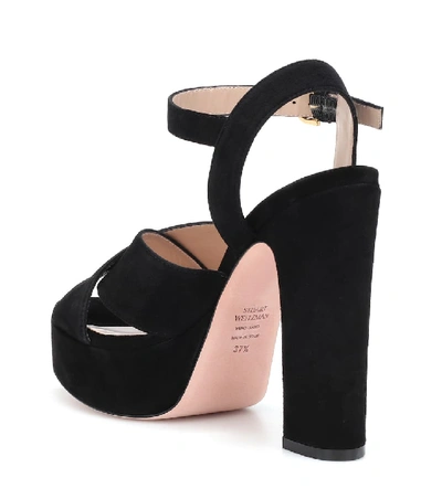 Shop Stuart Weitzman Joni Suede Plateau Sandals In Black